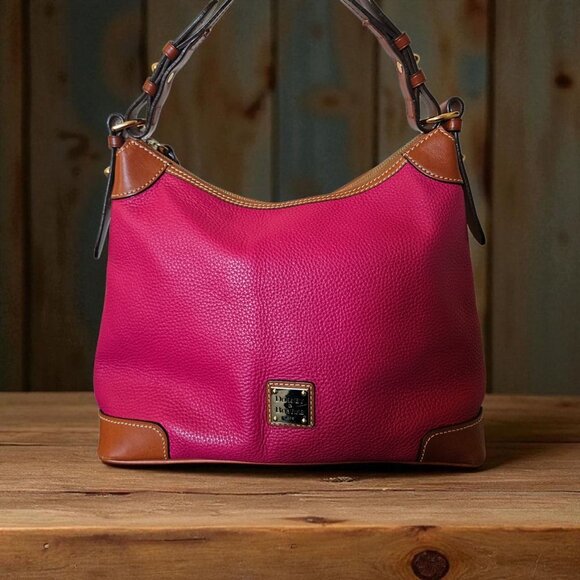 Dooney & Bourke Handbags - Dooney & Bourke Erica Pebbled Leather Hobo Shoulder Bag Fuchsia Pink